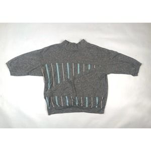 Vintage 80s Act III Unisex Pullover Gray Stripe Sweater